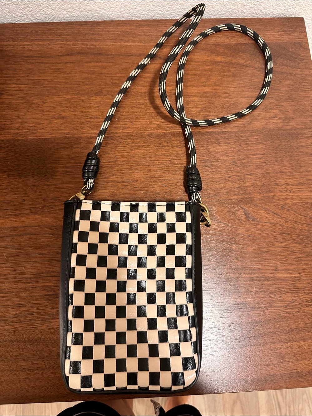 Universal Thread Black and Cream Checkered Crossbody Bag